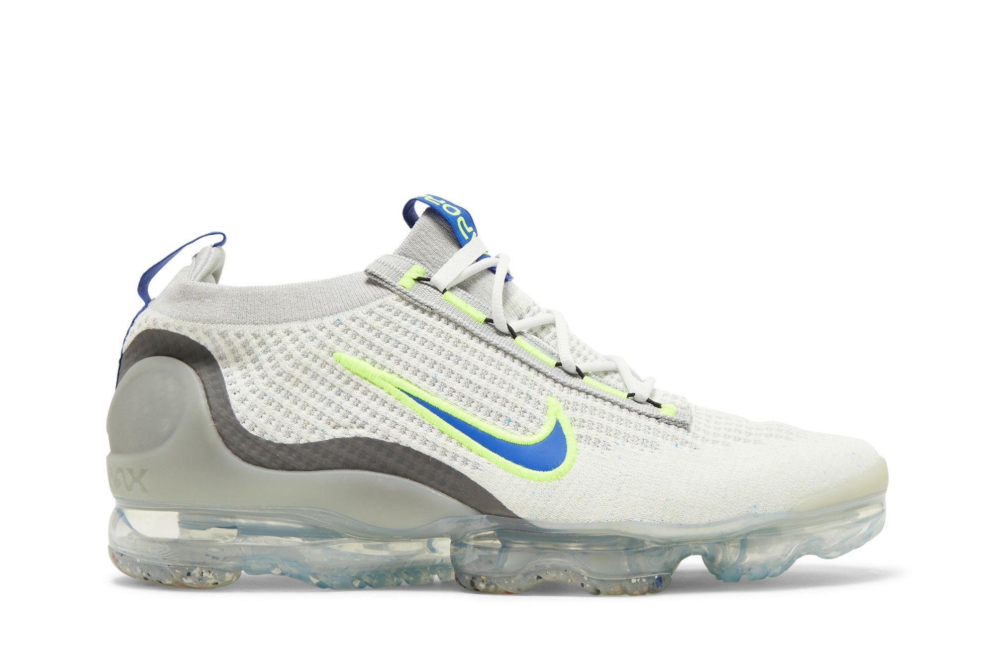 Nike Air Vapormax 2021 Flyknit \'White Volt Hyper Royal\', Mens 8 Nike Air Vapormax 2021 Flyknit White Volt Hyper Royal for  main image 2