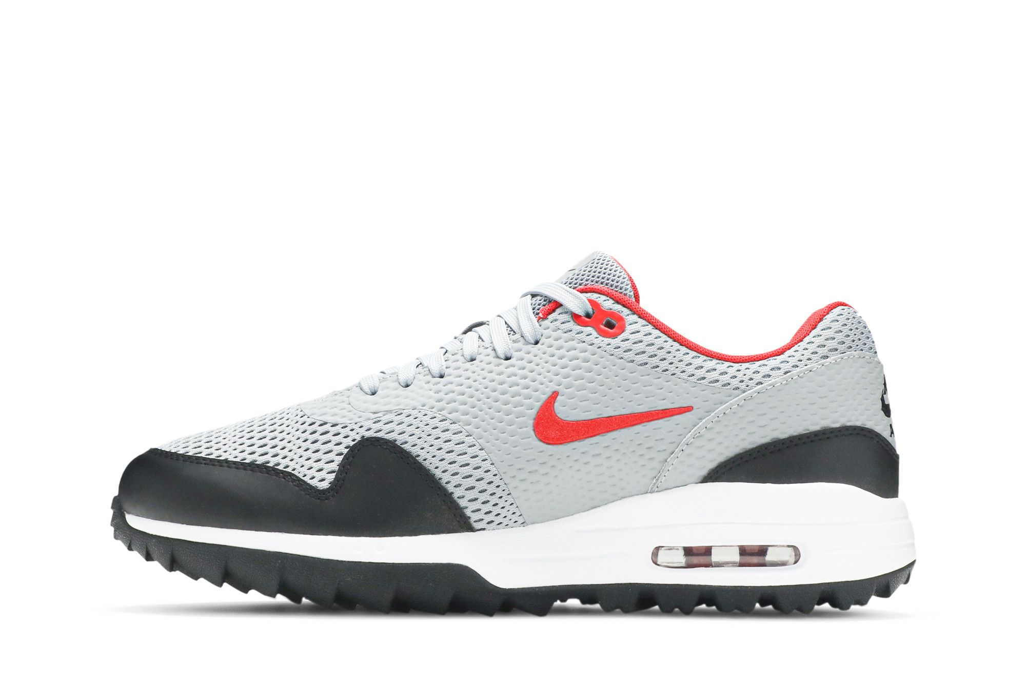Deals on Men's Air Max 1 Golf 'Particle Grey Red' on Sneakers.com