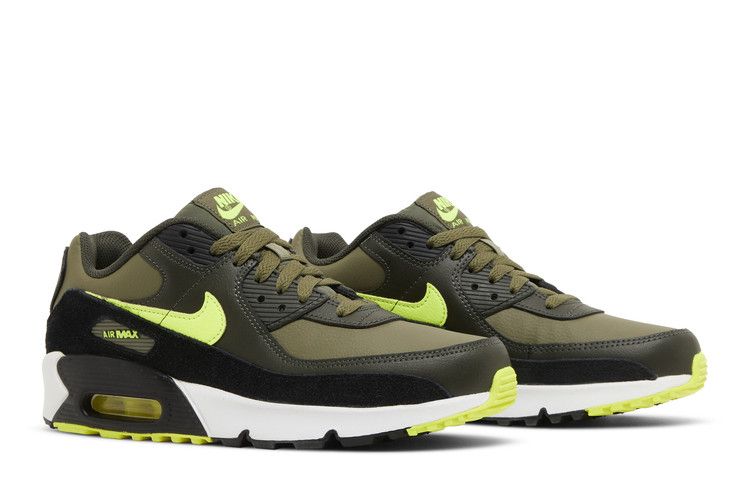 Deals on Air Max 90 Leather GS 'Medium Olive Volt' on Sneakers.com